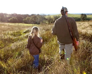 Fototapete Jagd Vater und Tochter