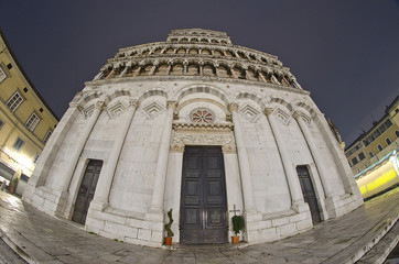 Architectural Detail of Lucca at Night