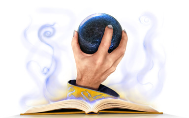 Good Wizard with crystal ball and book