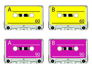 Fototapeta premium retro audio tapes against white