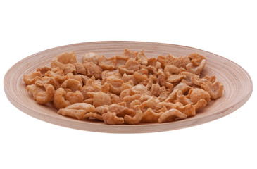 Schweineschwarte auf Holzteller