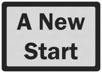 Photo realistic 'new start' sign, isolated on white