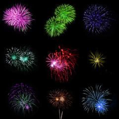 Fototapeta premium Long Exposure of Fireworks Against a Black Sky