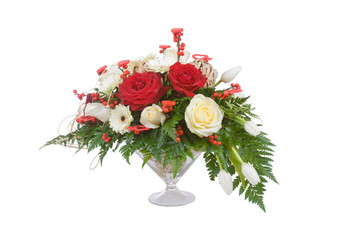 bunch of flowers in glass vase