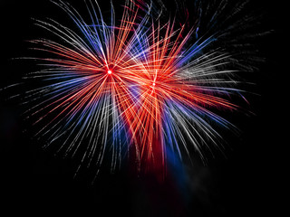 Long Exposure of Fireworks Against a Black Sky