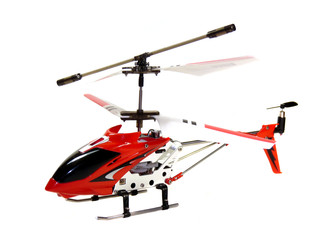 Model radio-controlled helicopter isolated on a white background © olgavolodina