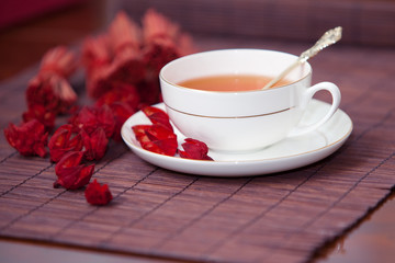 black tea in a white cup