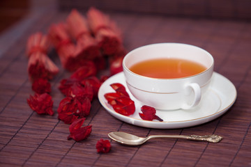 black tea in a white cup