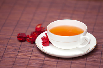 black tea in a white cup