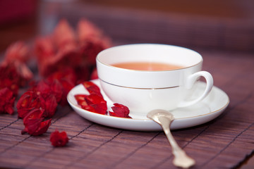 black tea in a white cup