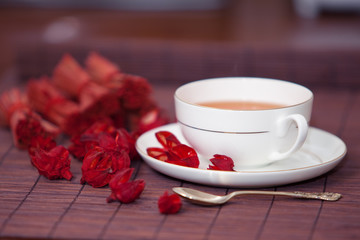black tea in a white cup