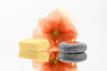 flwer, candle and soap
