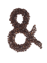 simbolo e commerciale fatto con un caffè in grani