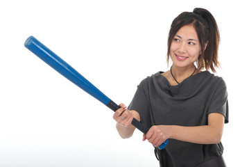 woman with baseball bat