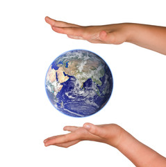 Hands with planet earth