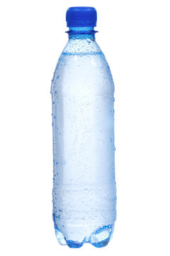 Plastic bottle with water drops