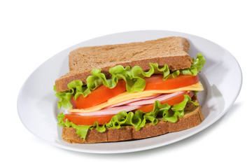 sandwich with ham and vegetables