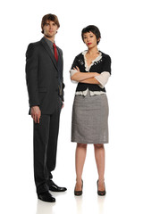 Businessman and Businesswoman standing