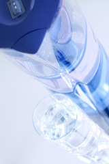 Water filter on a light blue background