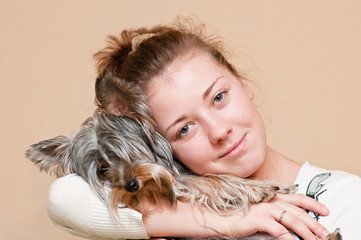 The girl with a terrier