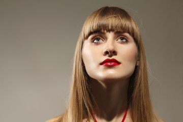 Fototapeta premium red lipstick fashion woman beautiful