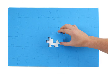 abstract puzzle background with one piece missing