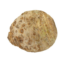 Celeriac in front of a white background
