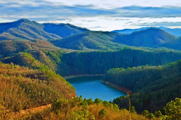 Lake and Mountains in the Evening