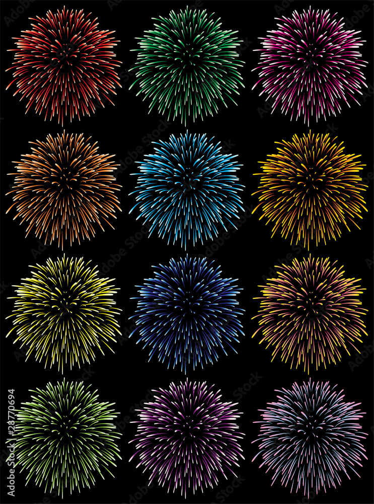 Poster vector set of colorful fireworks