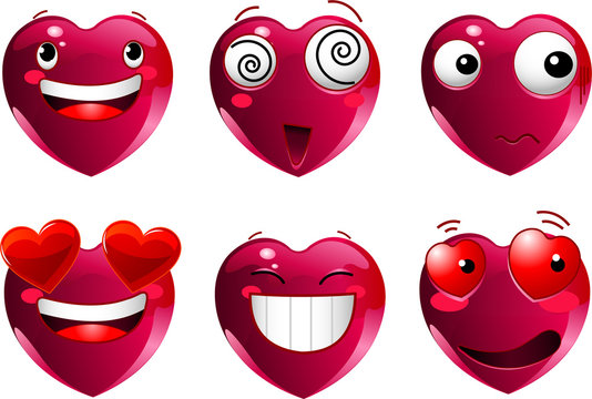 Set of heart shape emoticons