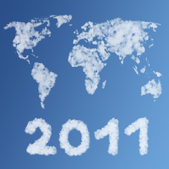 Happy new year 2011 made of clouds