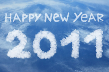 Happy new year 2011 made of clouds