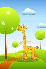 Stickers pour porte Zoo girafe