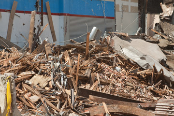 Pile of Wood and Metal Debris at Demolition Site