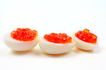 Quail eggs and caviar