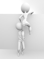 Two figurins trying to escape