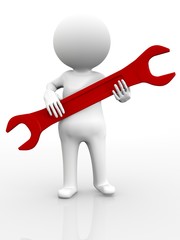 3d human carry a big tool in hands