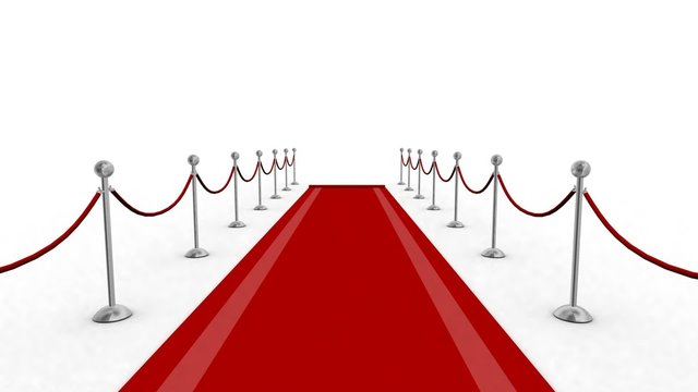 3d animation of a rolling red carpet with still camera