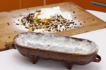 Baking form prepared for dought