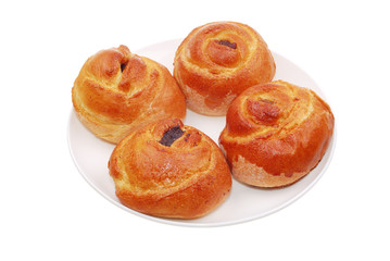 The fresh buns on white