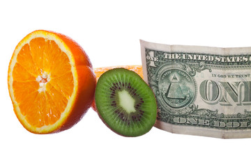 Fruits and one dollar