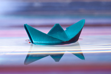 Blue paper boat