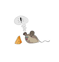 illustration of mouse thinking about cheese