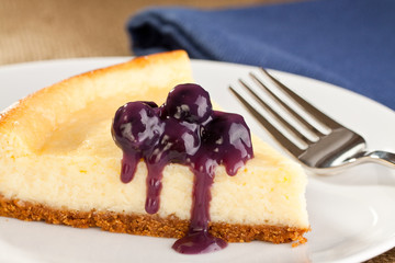 Fresh home made cheesecake with blueberry topping