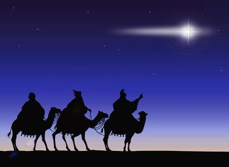 Sagome dei Re Magi con stella cometa