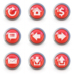 High detailed Set of web interface 3d buttons isolated on white