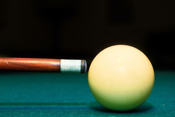 snooker club and white ball in a billiard table - obrazy, fototapety, plakaty