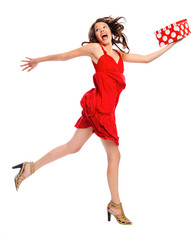 Attractive young woman jumping