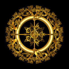 Circular Gold Filigree over black background