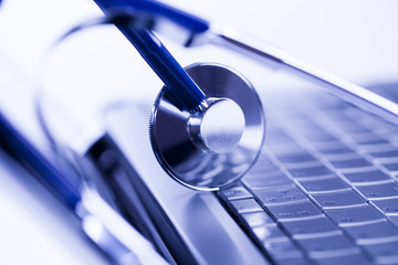 Computer and  Stethoscope